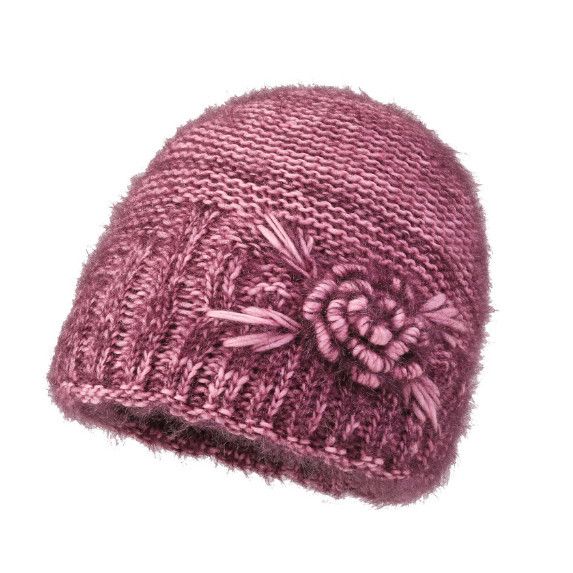 中老年保暖加絨加厚毛線帽女（粉色）#S281022663