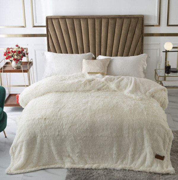 雙層羊羔絨毛毯（溫馨米白  呎寸規格：200*220）