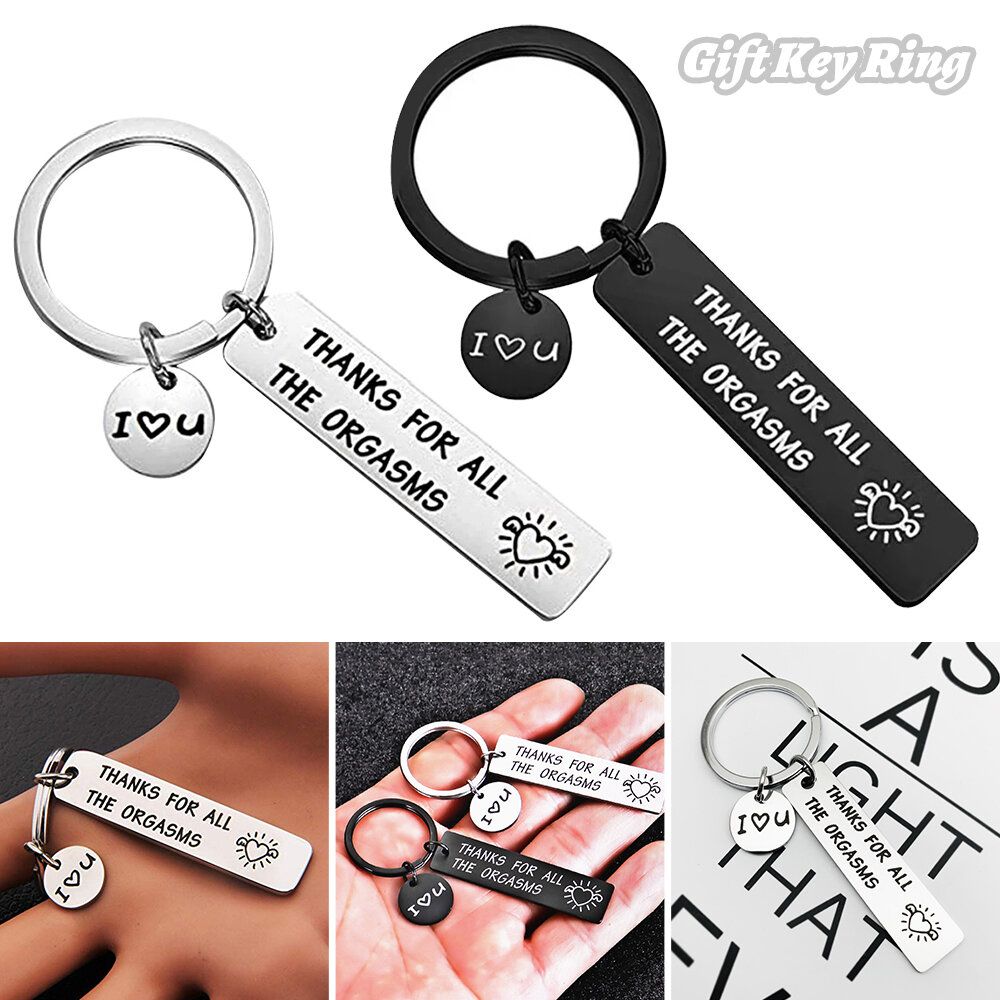 Silver Stainless Steel Keychain Couple Black Humor Gift Couple Keychain