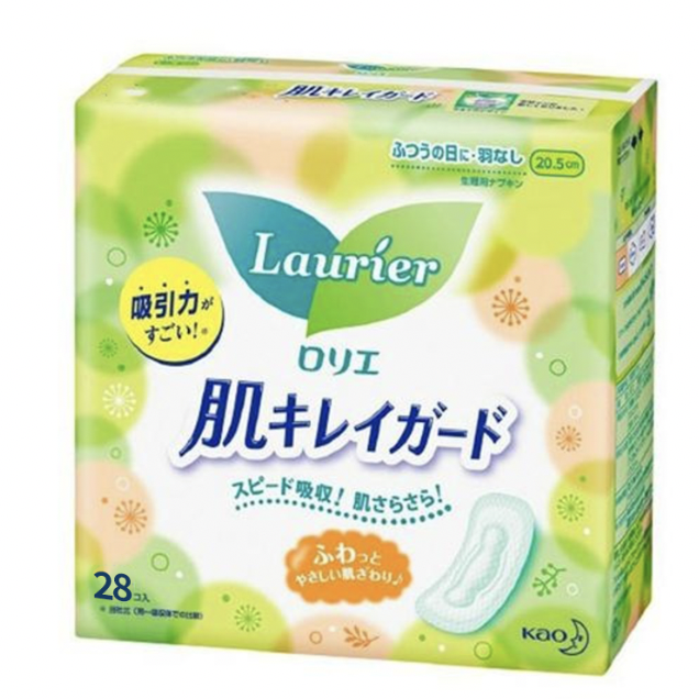 Laurier sanitary napkin without wing (4901301392367)(20.5cm)(28pcs)(Parallel Imports Product)