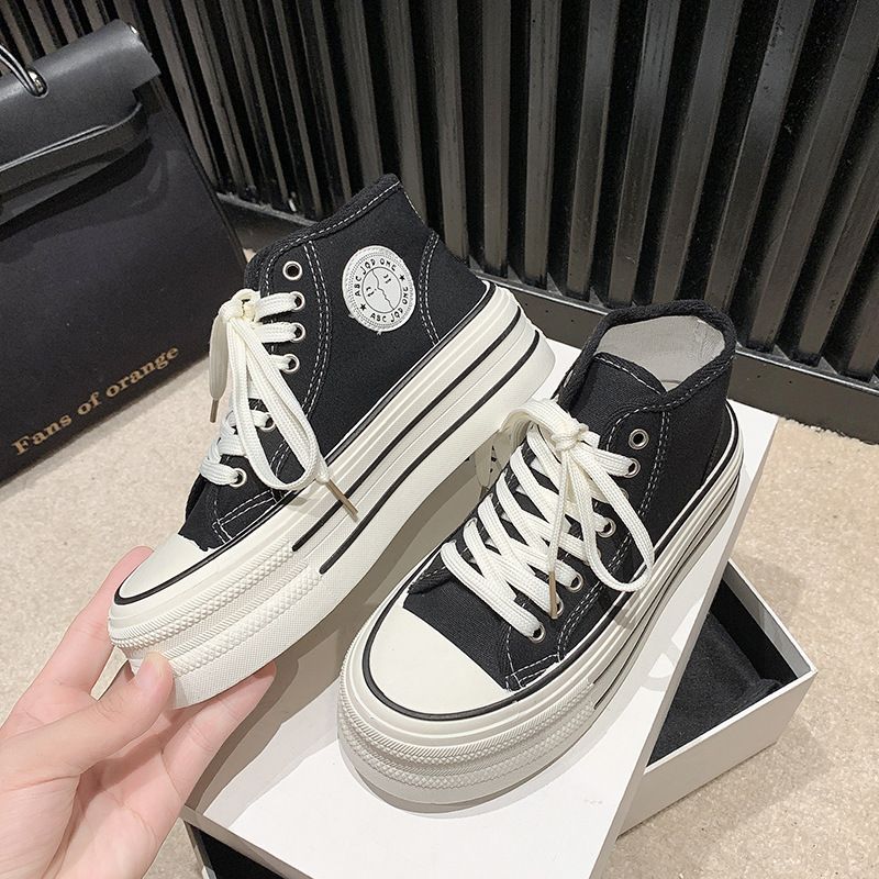 高幫帆布鞋(黑色 35碼-40碼)（下單後請聯絡客服確認發貨尺碼）#K003009567