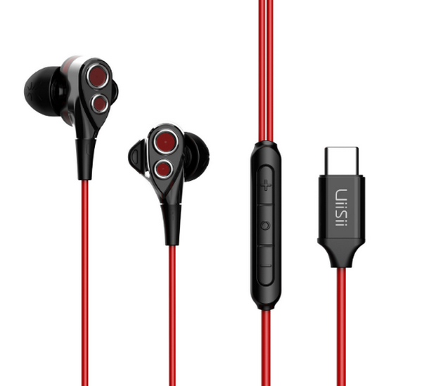 入耳式線控手機耳麥-變聲遊戲K歌耳機-C8 Type-C紅色