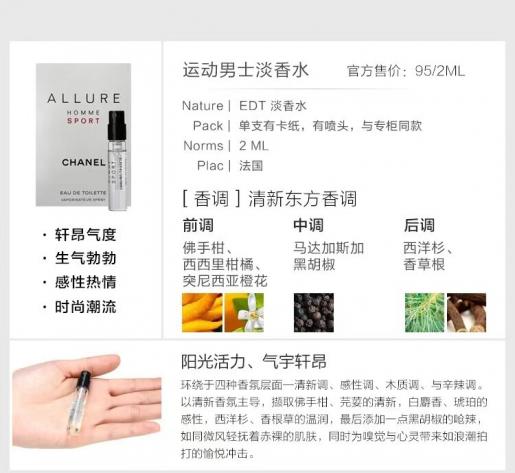 Chanel Allure Homme Sport Eau de Toilette For Men Sample Spray 1.5