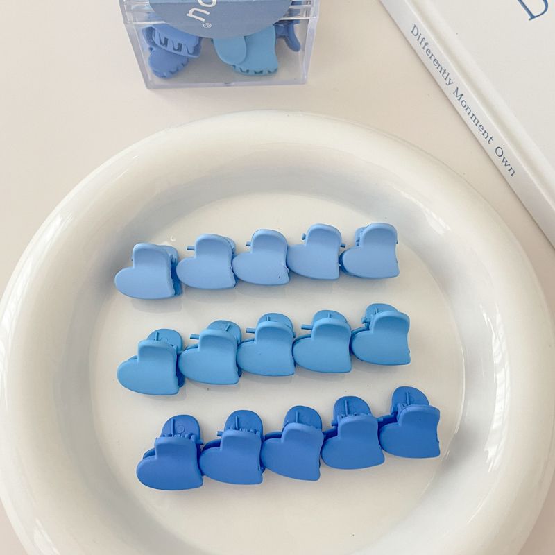 兒童彩色小抓夾劉海夾 頭飾/髮飾(9-藍色愛心15個裝)