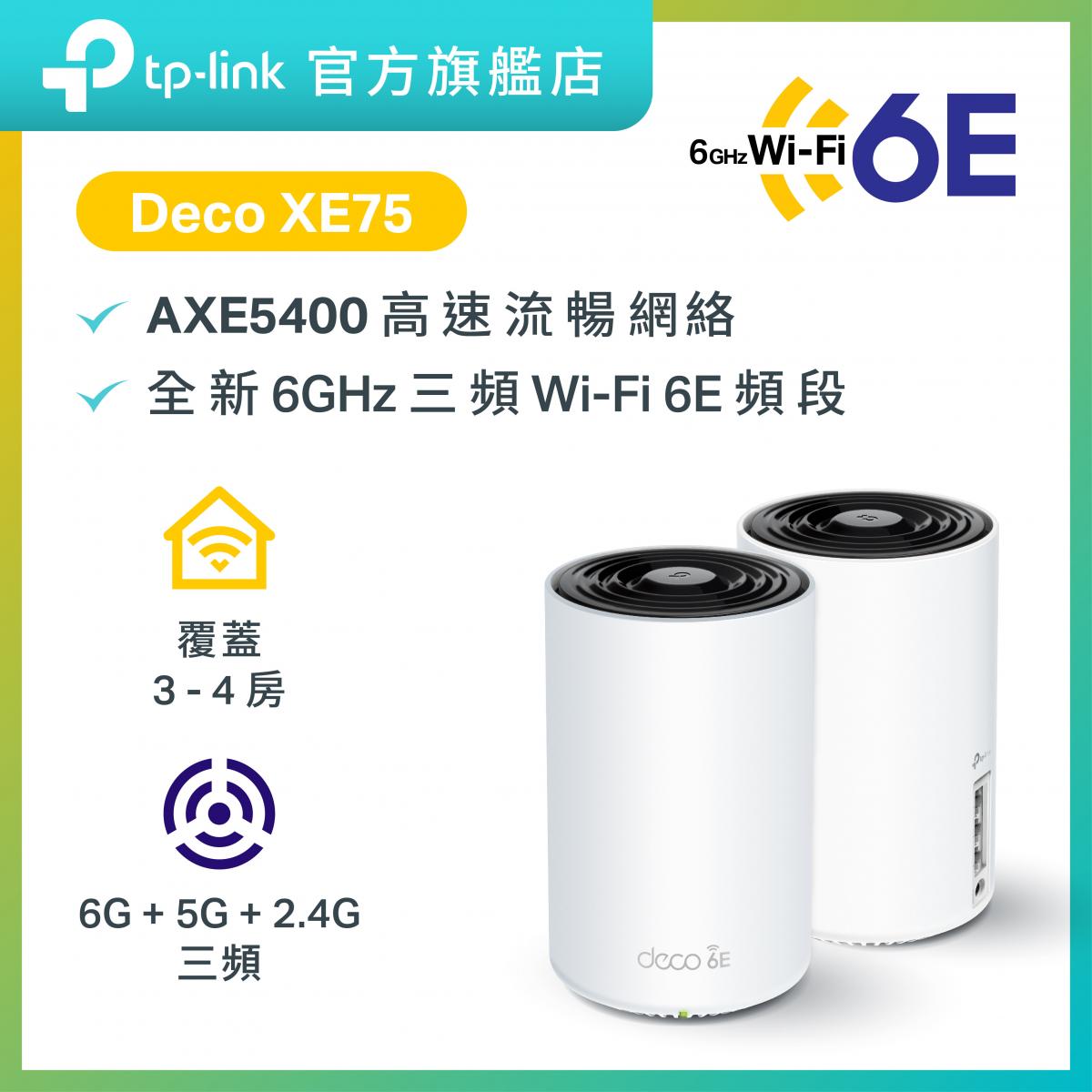 Deco XE75 (2件裝) AXE5400 三頻 WiFi 6E Mesh 路由器