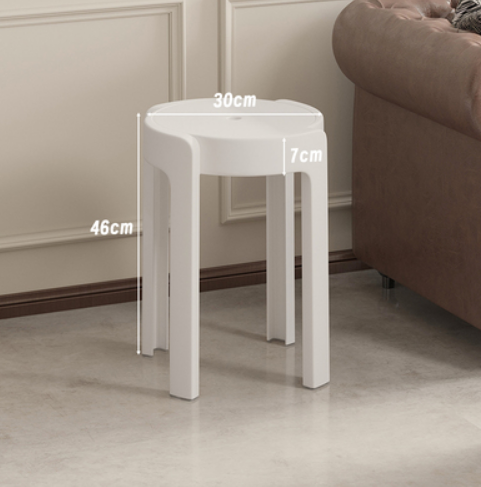 家用易收納加厚塑膠旋風疊凳餐椅(白色*高強PP材料)(尺寸:30*46*7CM)