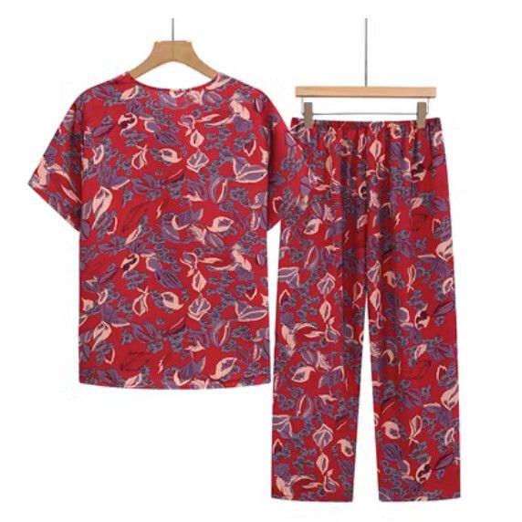 夏季中老年棉綢睡衣套裝（2號色）【尺碼：XL-3XL】【下單後聯絡客服確認發貨尺碼】F203013360