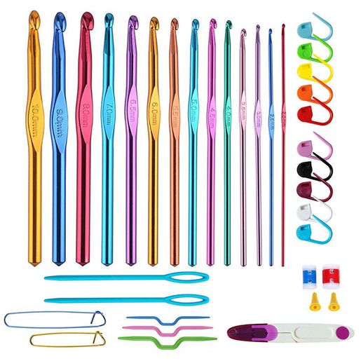 Crochet Hook Set Includes 22 Hooks PU Case, Aluminum Crochet Hooks