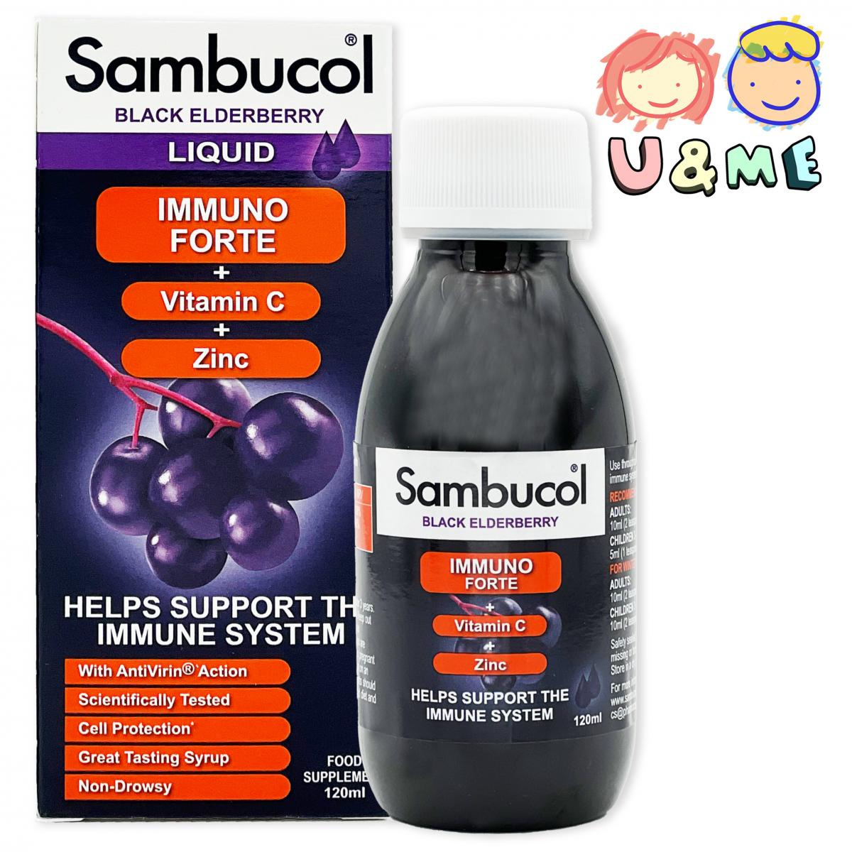 Black Elderberry Immuno Forte Liquid Vitamin C and Zinc 120ml (Parallel Import)