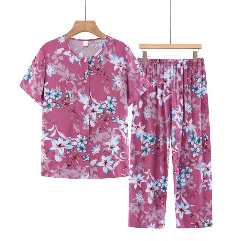 老年人短袖套裝( XL-5XL碼 粉紅花朵）【下單後請聯絡客服確認發貨尺碼】F001099244