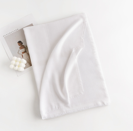 人字紋平紋仿羊絨圍巾(規格：白色（尺寸：65*190cm）)#M134025139