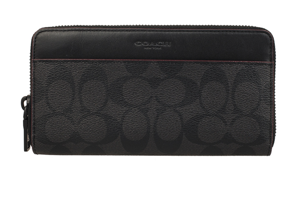 Coach 經典布 黑色 男裝  皮夾 長銀包 送喱個一個定唔會錯 長銀包 增強財運【平行進口】