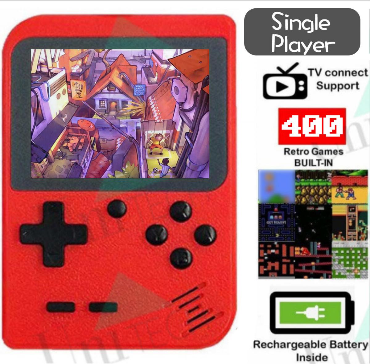 迷你手提式400合1 DC復古遊戲機 紅色 GAMEBOY (內置400個經典電子遊戲 3寸大屏幕 電視輸出支援 掌上輕巧易於攜帶)Single Player【圖片僅供參考】
