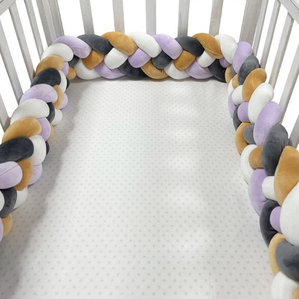 防摔防撞麻花辮床圍 抱枕（NO1 白+紫+深灰+肉黃色）（4股1.5米）#H257020119