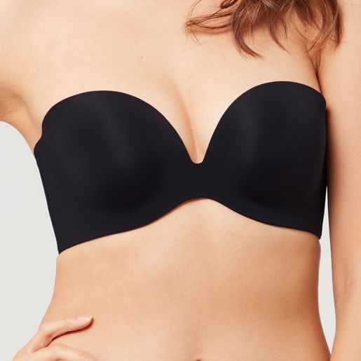 Her own words, Solution 2 Sizes Up Push Up Strapless Bra, Color : Black黑色, Size : 70A