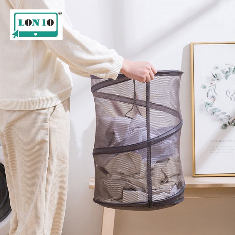 QXE-Folding drawcord storage basket - gray small（QAV）