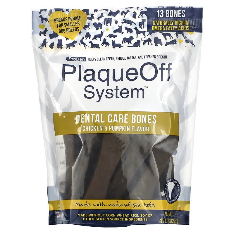 ProDen PlaqueOff System Dental Care Bones For Dogs, Chicken & Pumpkin 13 Bones 482g
