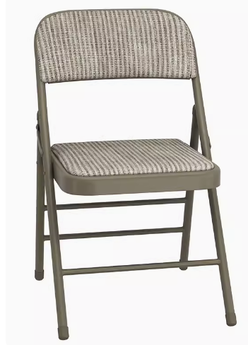 加厚加固簡約折疊椅餐椅(白條乳膠款【混紡棉麻】)(尺寸展開高76CM,坐寬40CM)