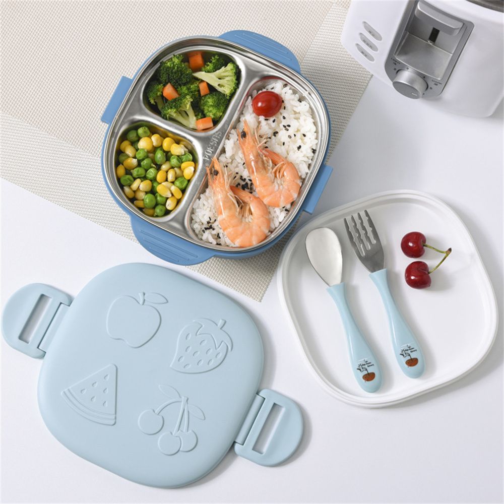 Pink 304 Stainless Steel Insulated Lunch Box Baby Children's Dinner Plate Baby Insulated  Student Lunch Box Compartment Plate Tableware [Parallel Import]