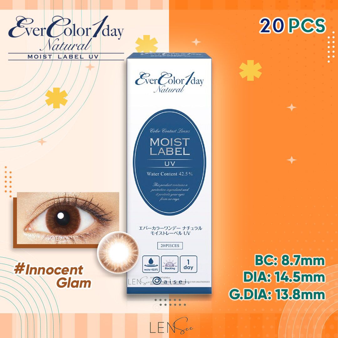 [NM2001] EverColor 1day Natural Moist Label UV Color Contact Lenses - Innocent Glam (20Pcs) (P -0.00)