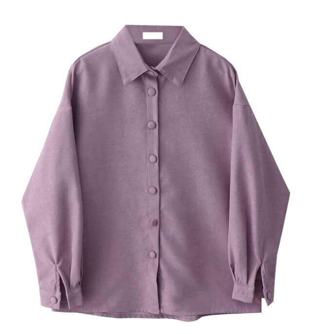 休閒磨毛襯衫(紫色)(S碼-L碼)（下單後請聯絡客服確認發貨尺碼）