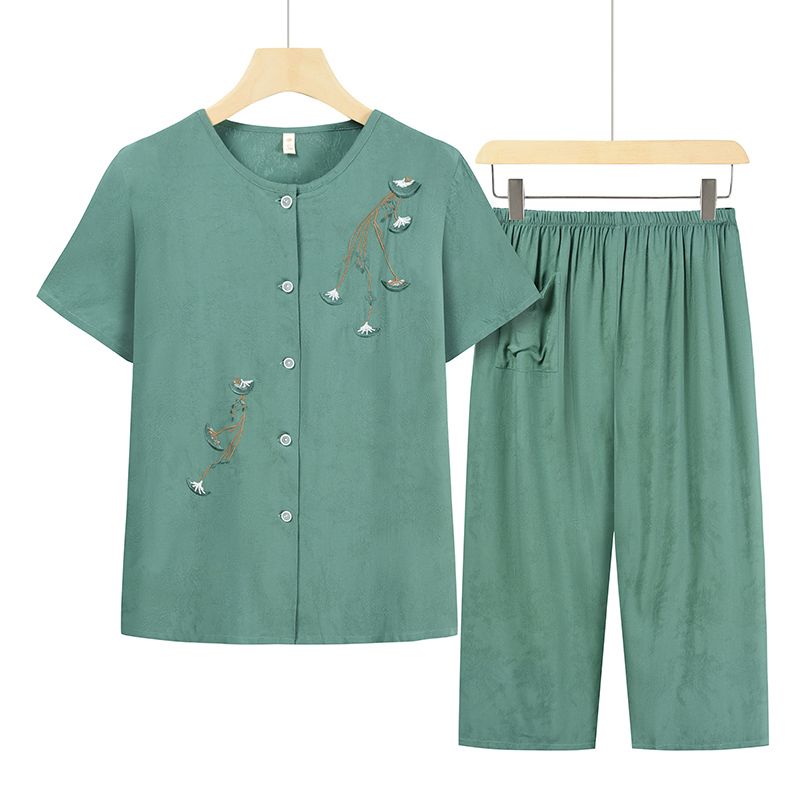 老年人短袖套裝( XL-4XL碼 綠色）【下單後請聯絡客服確認發貨尺碼】F001099112