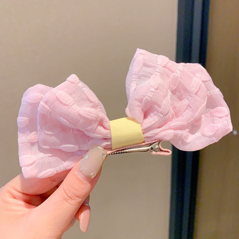 兒童立體蝴蝶結髮夾 頭飾/髮飾(4-淺粉色)