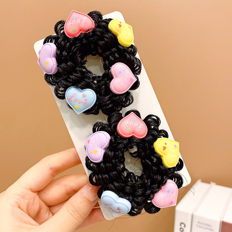 兒童卡通假髮紮丸子頭髮圈髮飾頭飾(9#愛心1對)
