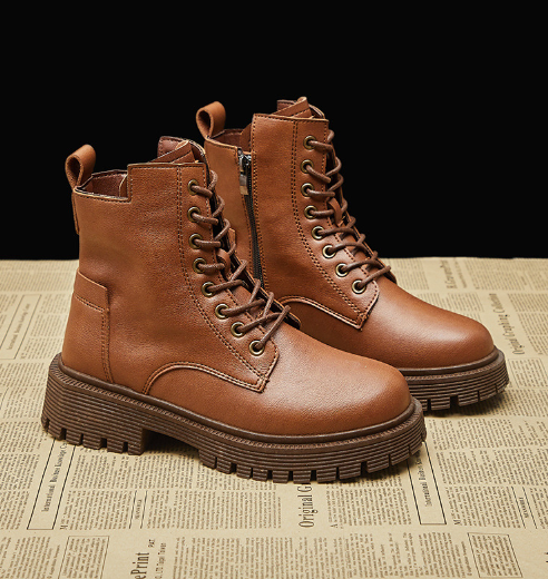 馬丁靴（棕色【35-40碼】）【下單後請聯絡客服確認發貨尺碼】#F019064266