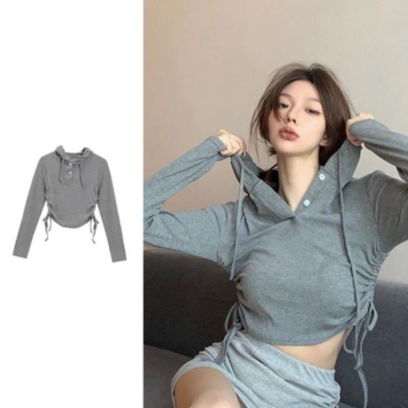 休閒運動連帽t卹(灰色,S-2XL碼)【下單後請聯絡客服確認發貨尺碼】#F220012139