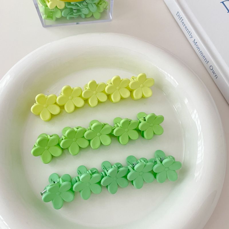 兒童彩色小抓夾劉海夾 頭飾/髮飾(1-綠色花朵15個裝)