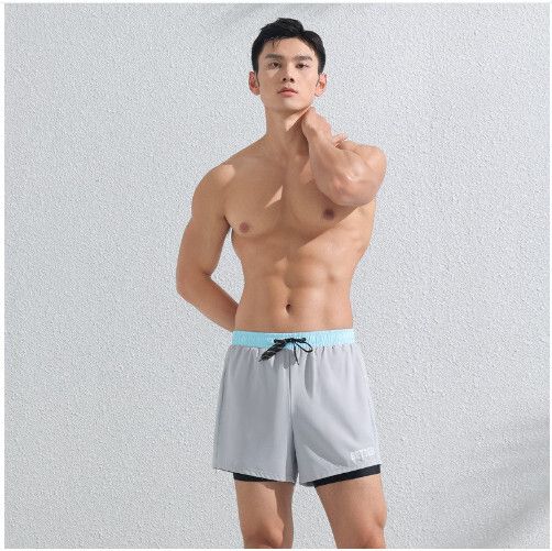 男士游泳泳褲（灰色字母【福利款】）（L)#H324003117