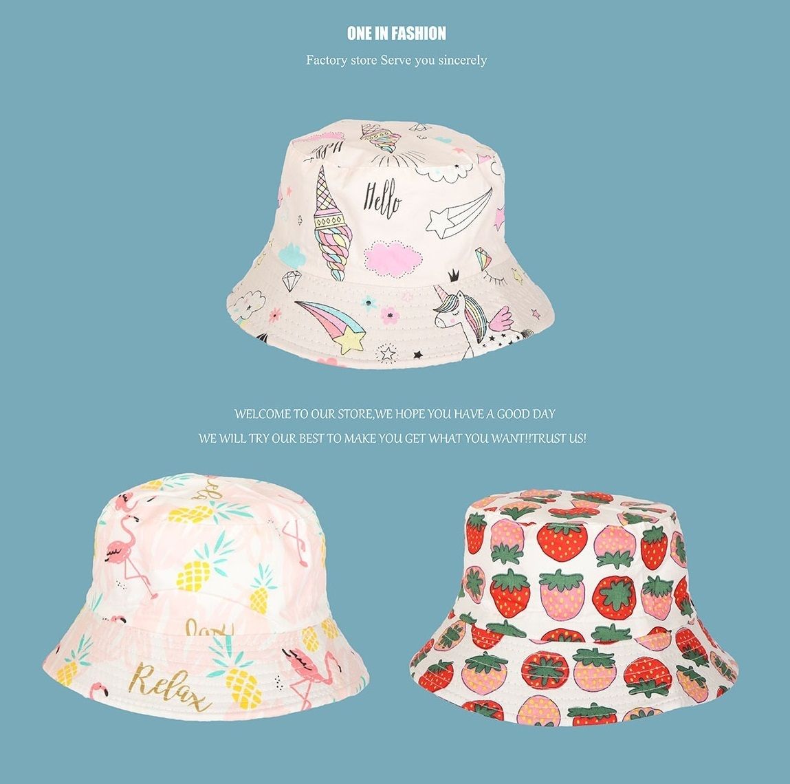 兒童卡通漁夫帽