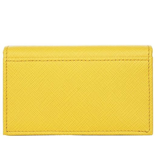 Prada Saffiano Yellow Leather Card Case Wallet 1MC122