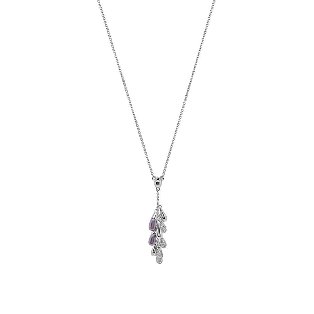 Göessele: rhodium plating, rhinestone, faux pearl, pendant necklace