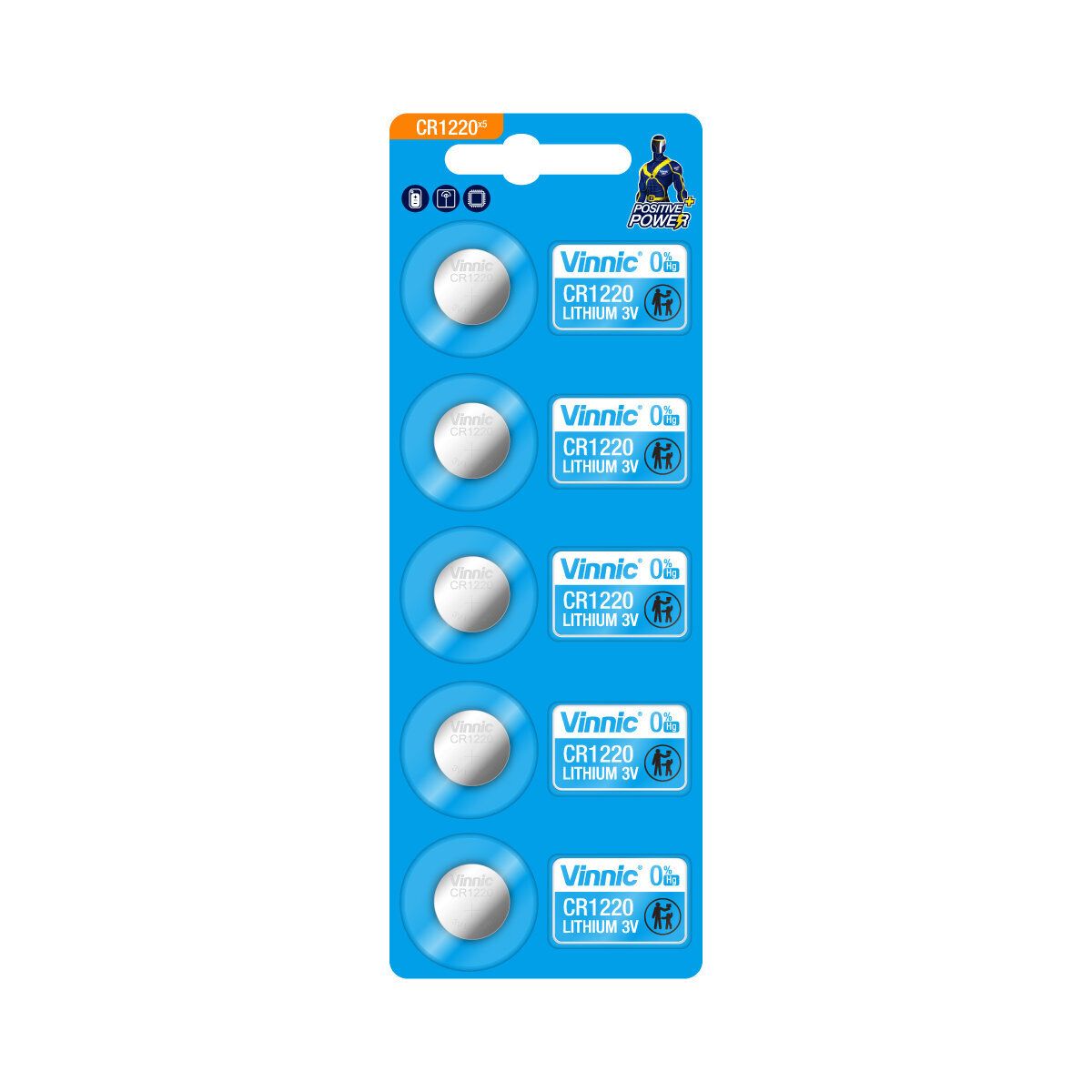 Lithium Button Battery CR1220 Lithium Coin (3V) - 5 counts