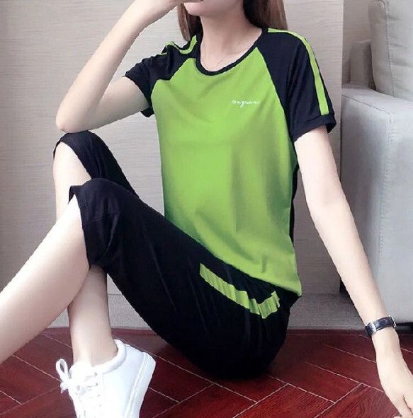 休閒七分褲運動套裝【牛油果綠】 (尺碼：M-4XL碼) (下單後聯繫客服確認發貨尺碼)#F158027463