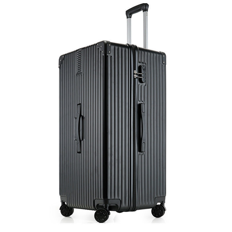 38-inch dazzling black right-angle zipper style 603 suitcase