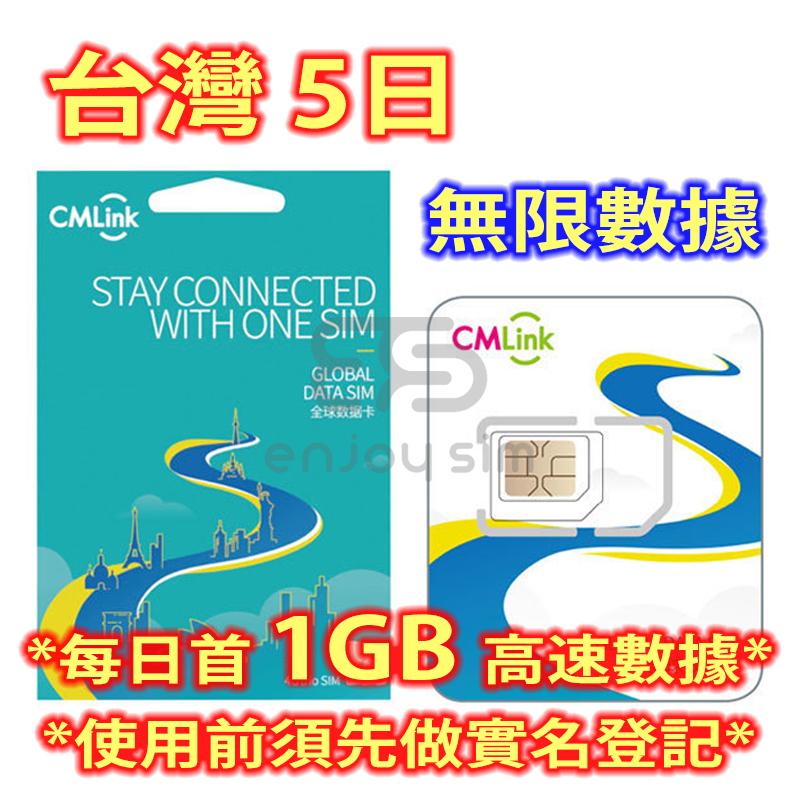 CMLink【5日】台灣 4G/3G 無限上網卡數據卡SIM咭