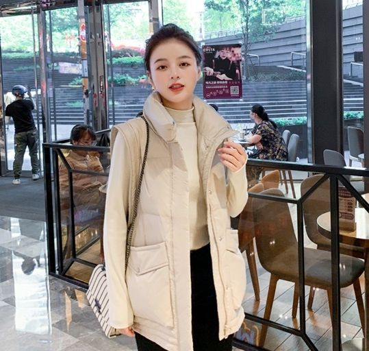 休閒羽絨馬甲背心(卡其色,均碼建議體重85-150磅)#F139007340