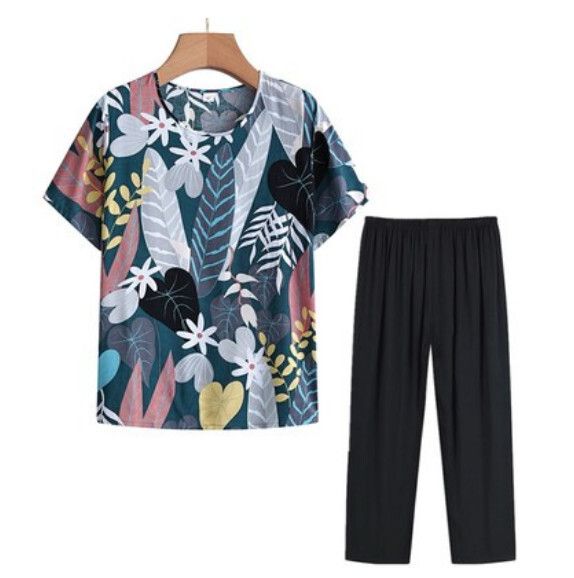 夏季中老年棉綢睡衣套裝（3號色）【尺碼：XL-4XL】【下單後聯絡客服確認發貨尺碼】F203013372