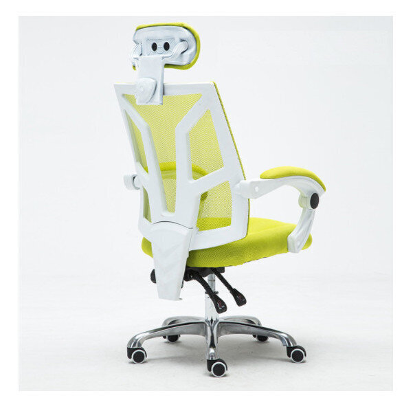 升降轉椅電腦椅電競椅(白框綠色無靠枕 鋁合金腳)