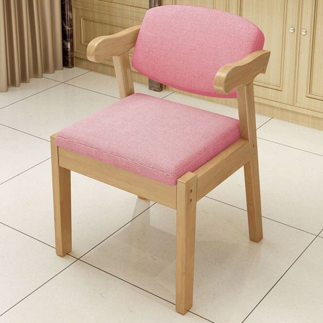 餐椅電腦椅實木靠背椅(粉色)