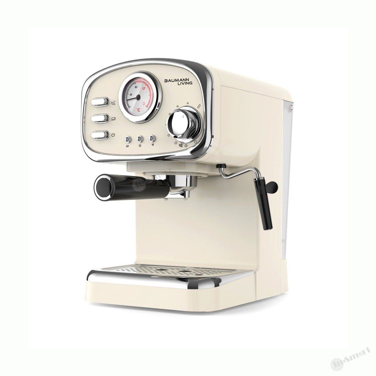 Retro Espresso Machine with Milk Frother, 15-Bar 1.25L Water Tank BM-CM5015GS (Cream)