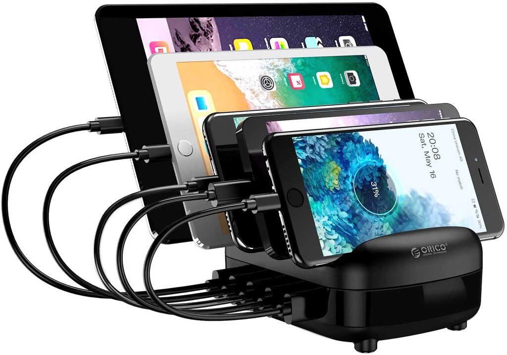 5 Ports 40W USB Smart Charging Station with Phone & tablet Stand 2 Year Warranty [DUK-5P]