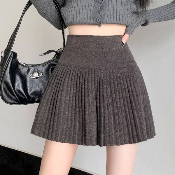 加厚毛呢半身裙(S-XL碼)(深灰色)(下單後聯絡客服確認發貨尺碼)#K004008599
