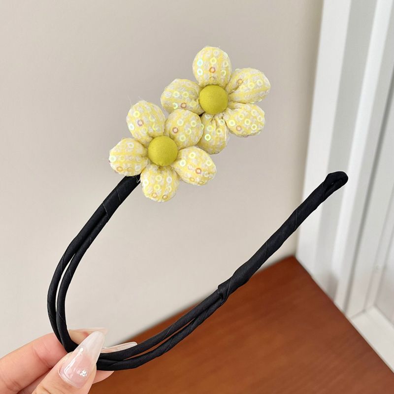 兒童花苞盤髮器 頭飾/髮飾(3-雙花黃色)