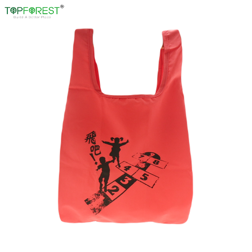 Top Forest, Coral Red Hopscotch Foldable Shopping Bag BYOB A07027, Color  : Orange Red