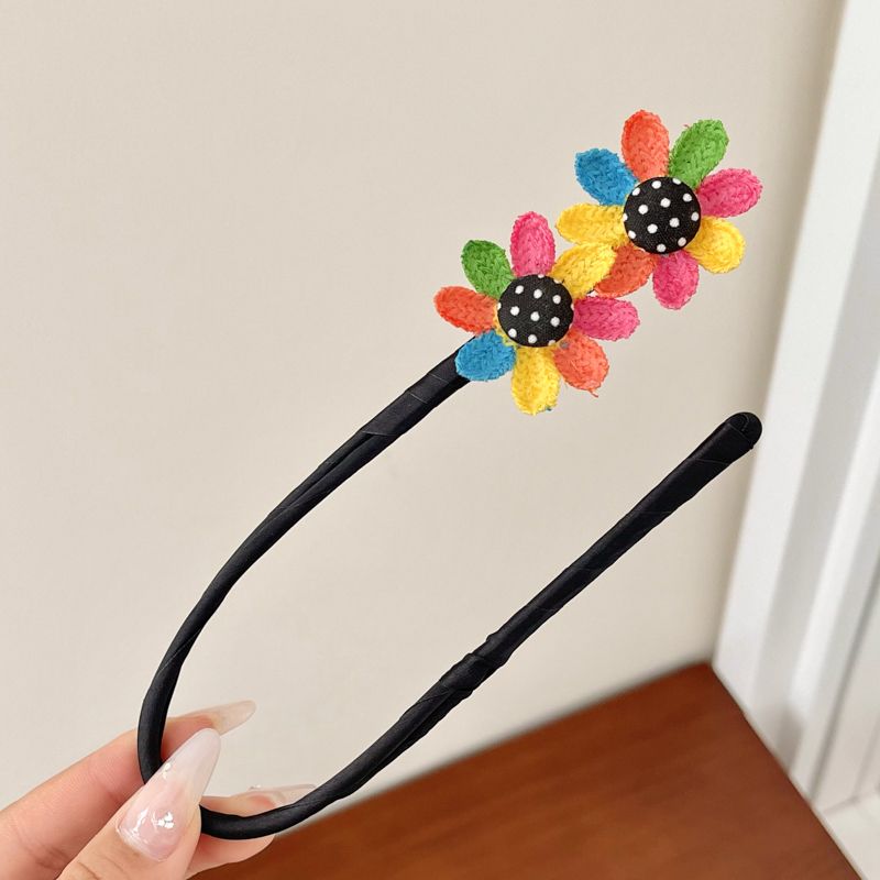 兒童花苞盤髮器 頭飾/髮飾(21-七彩雙花)