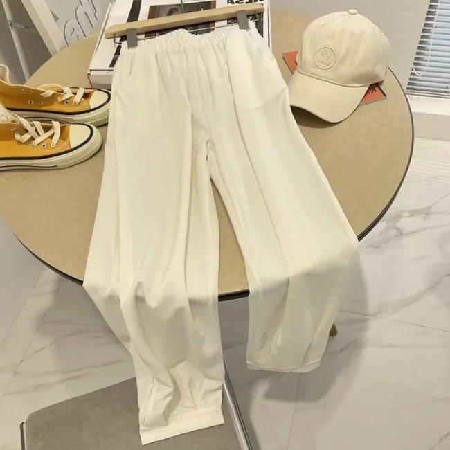 鬆緊腰西裝褲（白色XL-6XL）（下單後聯絡客服確認發貨尺碼）#F349001333